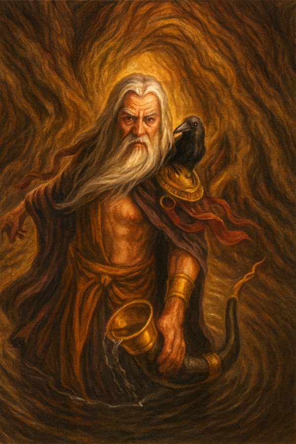 Mimir sch�pft aus Odins Pfand and der Wurzel von Yggdrasil