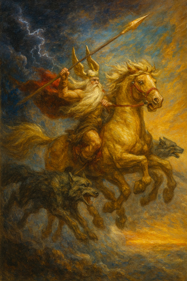Odin auf Sleipnir, dem achtbeinigen Pferd
